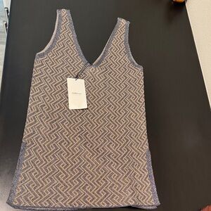Zara Blue and Beige Patterned Tank Top